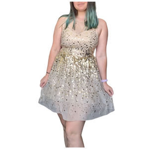 Y2K Delia's Sequin Gold Mini Dress Prom Homecoming Party 2000s Glitter Sparkle